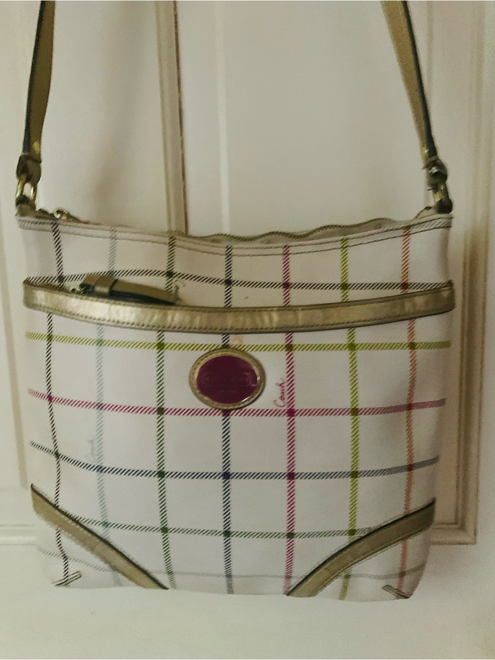 Coach Peyton Tattersall coated canvas slim bag - Picture 2 of 15